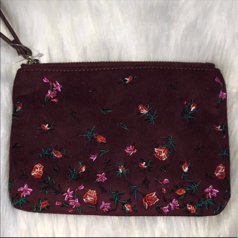 Old Navy Faux Suede burgundy/oxblood wristlet